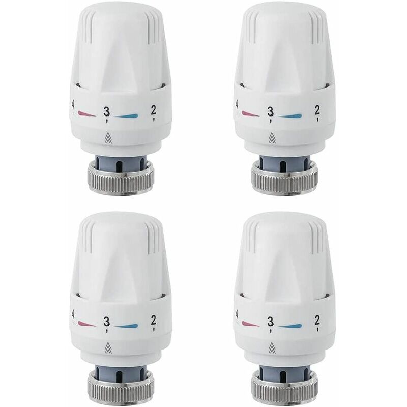 Kamanan Lot de 4 thermostats de chauffage M30 x 1,5 - Valve thermostatique  - Tête de rechange - Thermostat de radiateur - Pour bureau, maison
